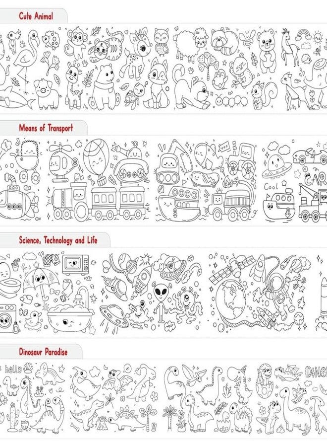 Feinerman Art & Craft Drawing Paper Roll for Kids - 30x300 Cm Giant Coloring Poster Sheet for Toddlers, Non-Adhesive Paper for Floor Table Wall, Birthday Gift for Kids Activities (Mix Design) - Image 2